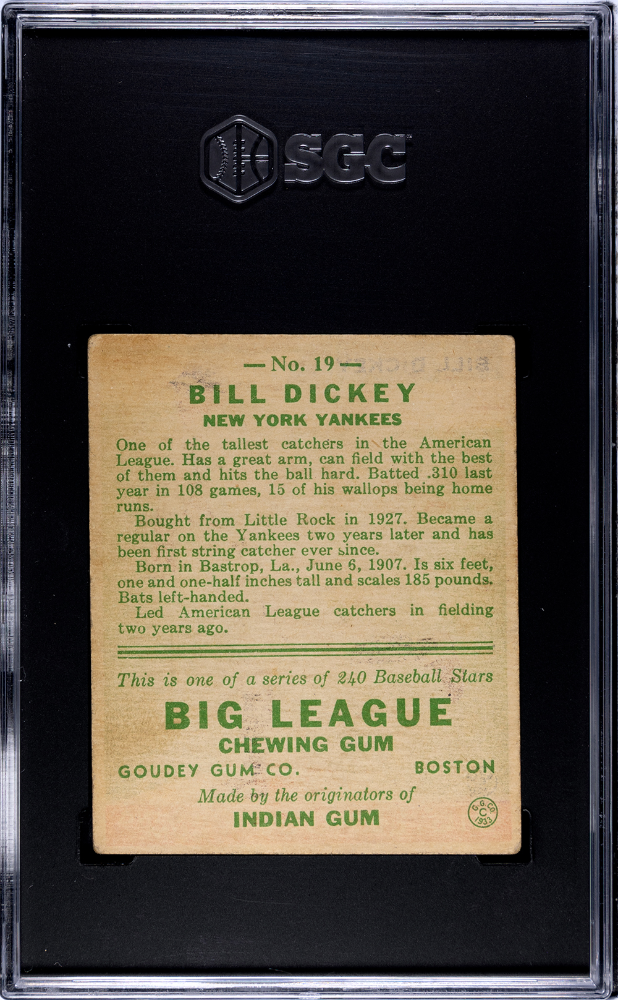 1933 Goudey Bill Dickey #19 SGC 4