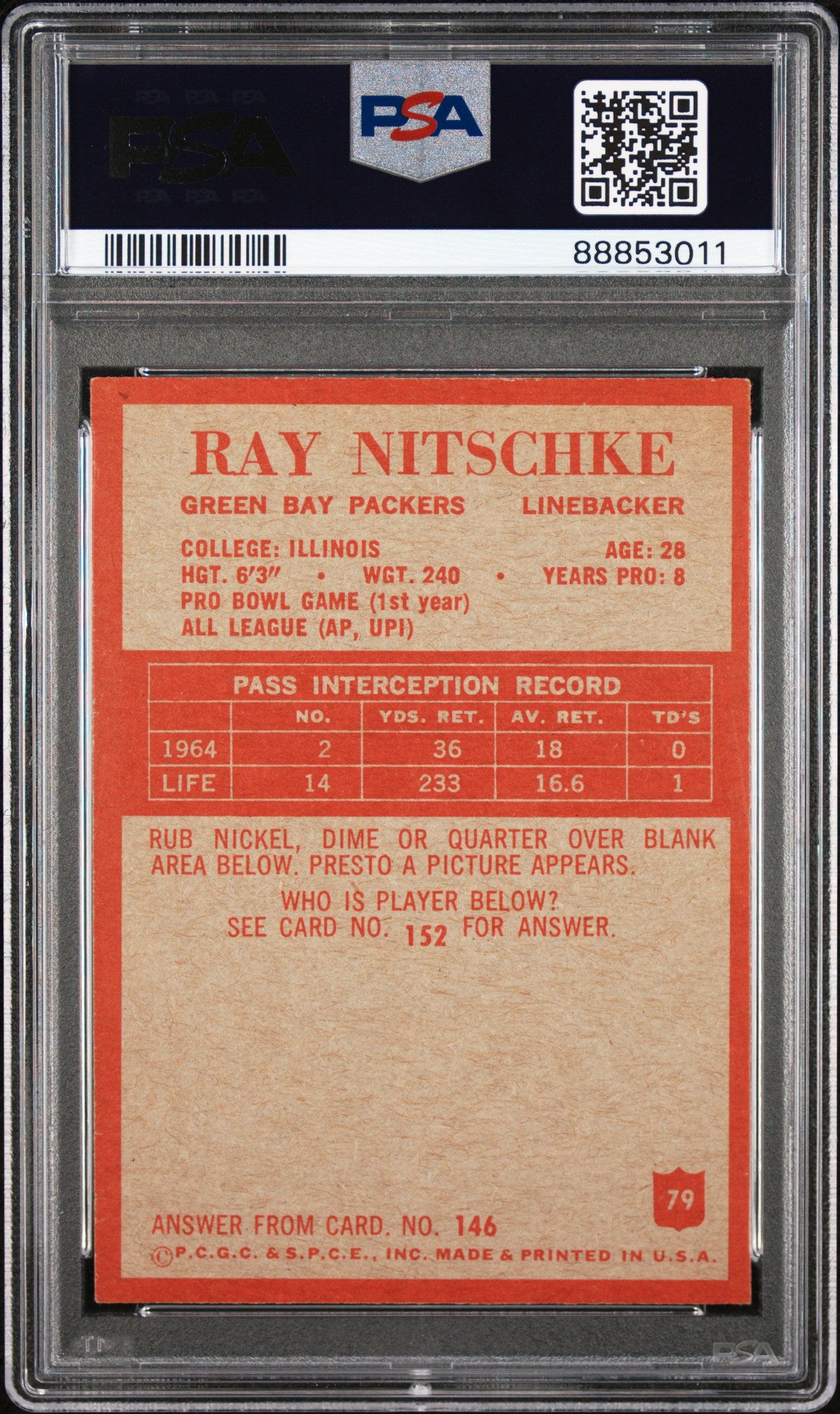 1965 Philadelphia Ray Nitschke #79 PSA 6