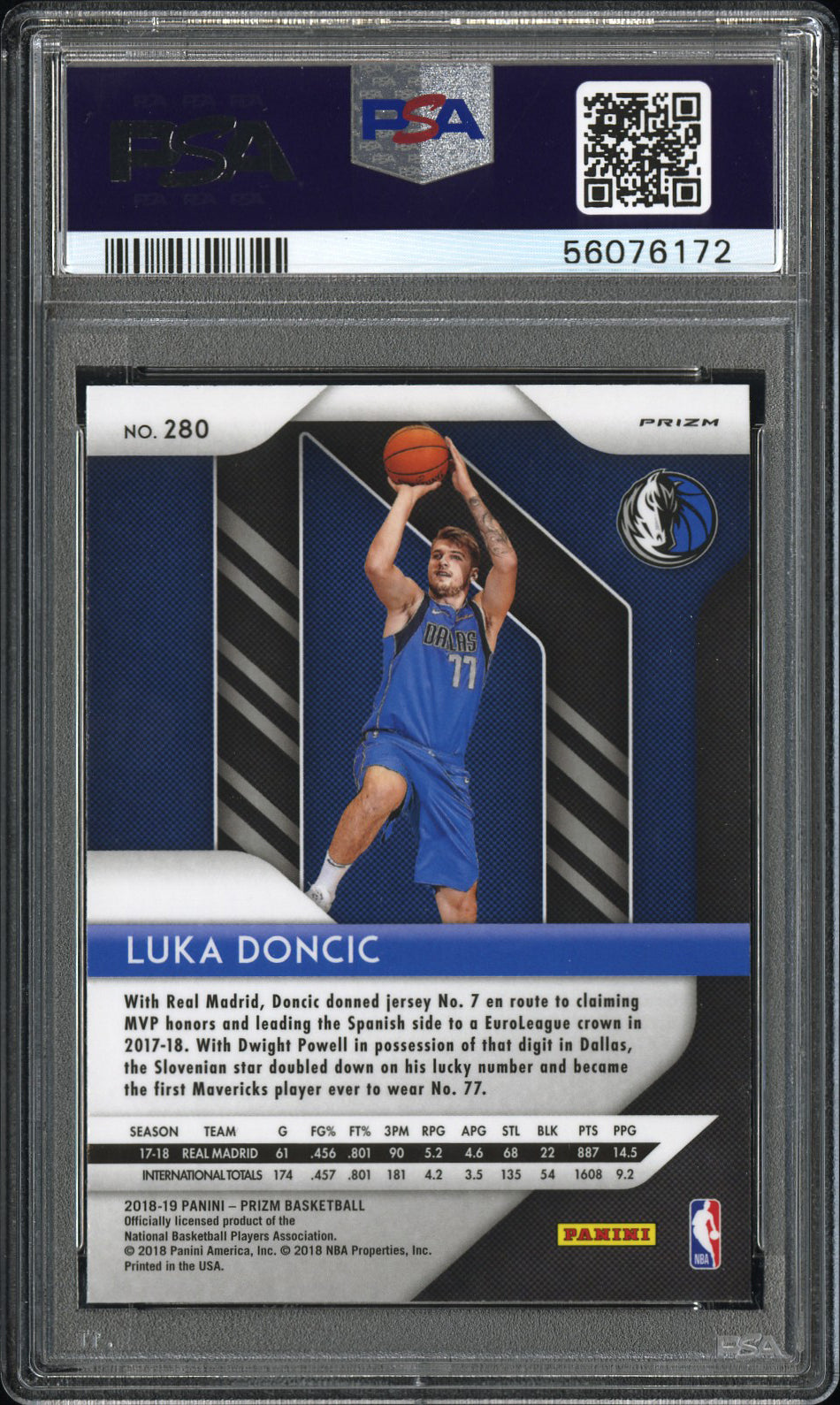 2018 Panini Prizm Luka Doncic #280 Red White Blue PSA 10