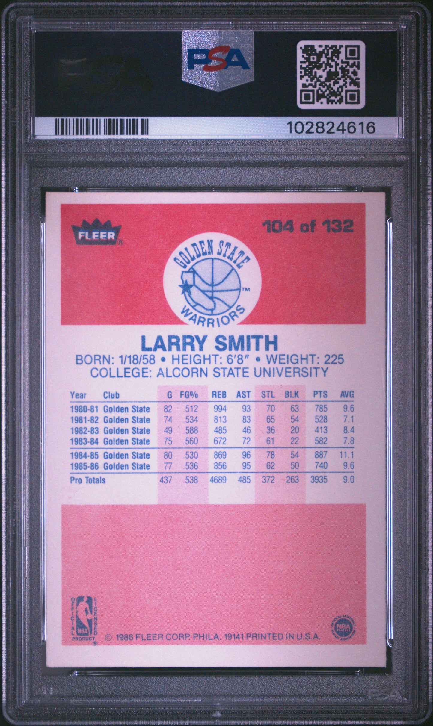 1986 Fleer Larry Smith #104 PSA 9