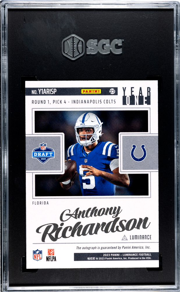 2023 Panini Luminance Anthony Richardson #Y1ARISP Year One Sigs. SGC 10 Auto 10