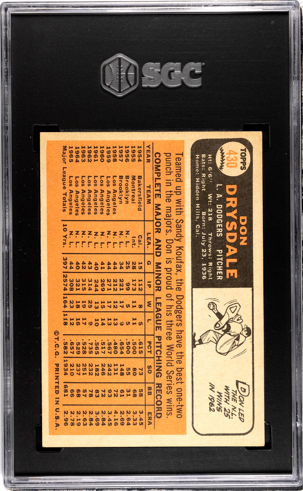 1966 Topps Don Drysdale #430 SGC 7.5