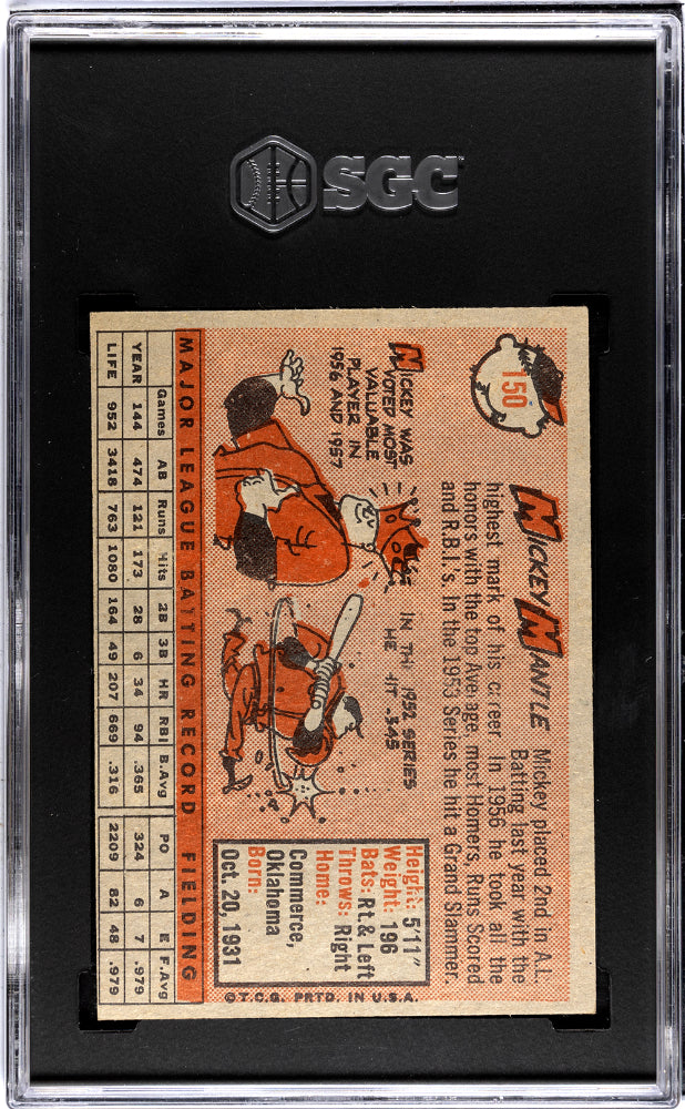 1958 Topps Mickey Mantle #150 SGC 4