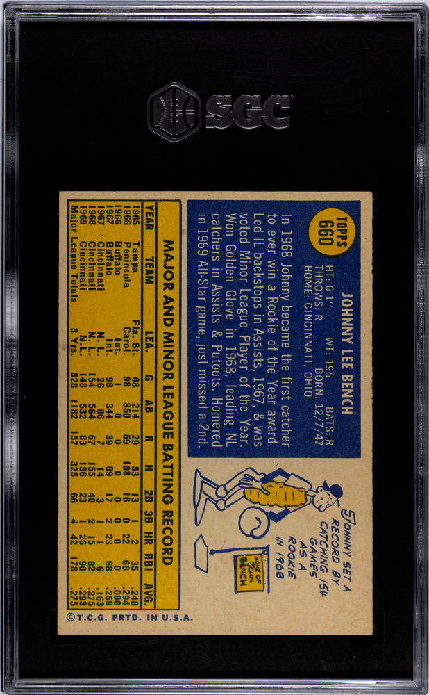 1970 Topps Johnny Bench #660 SGC 6.5