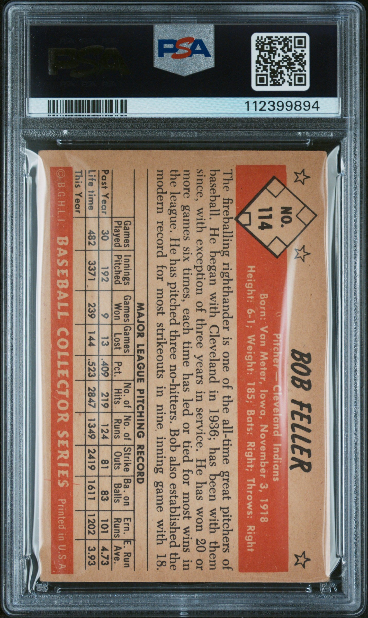 1953 Bowman Color Bob Feller #114 PSA 3