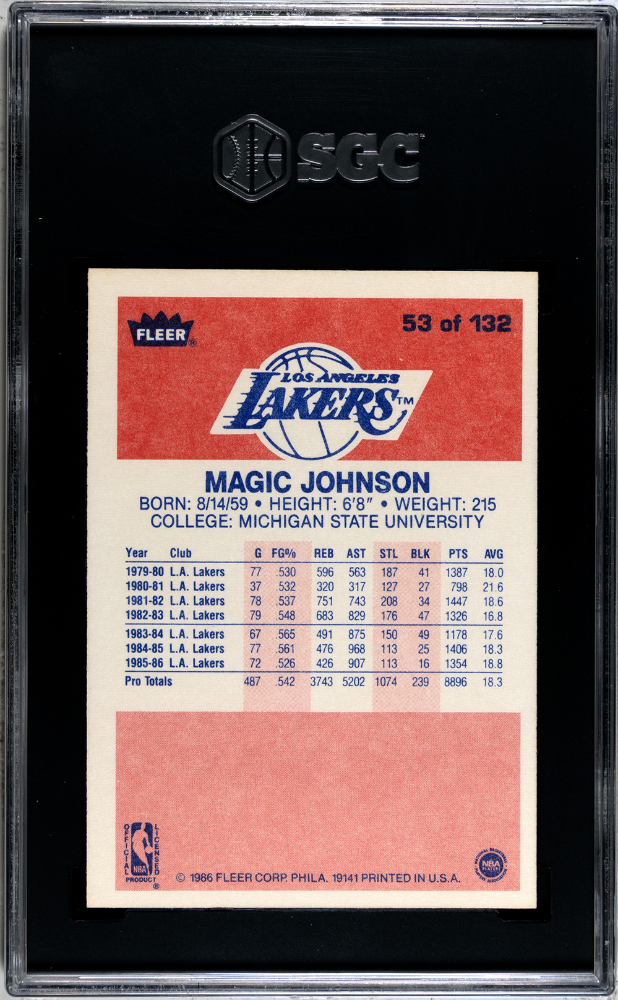 1986 Fleer Magic Johnson #53 SGC 7