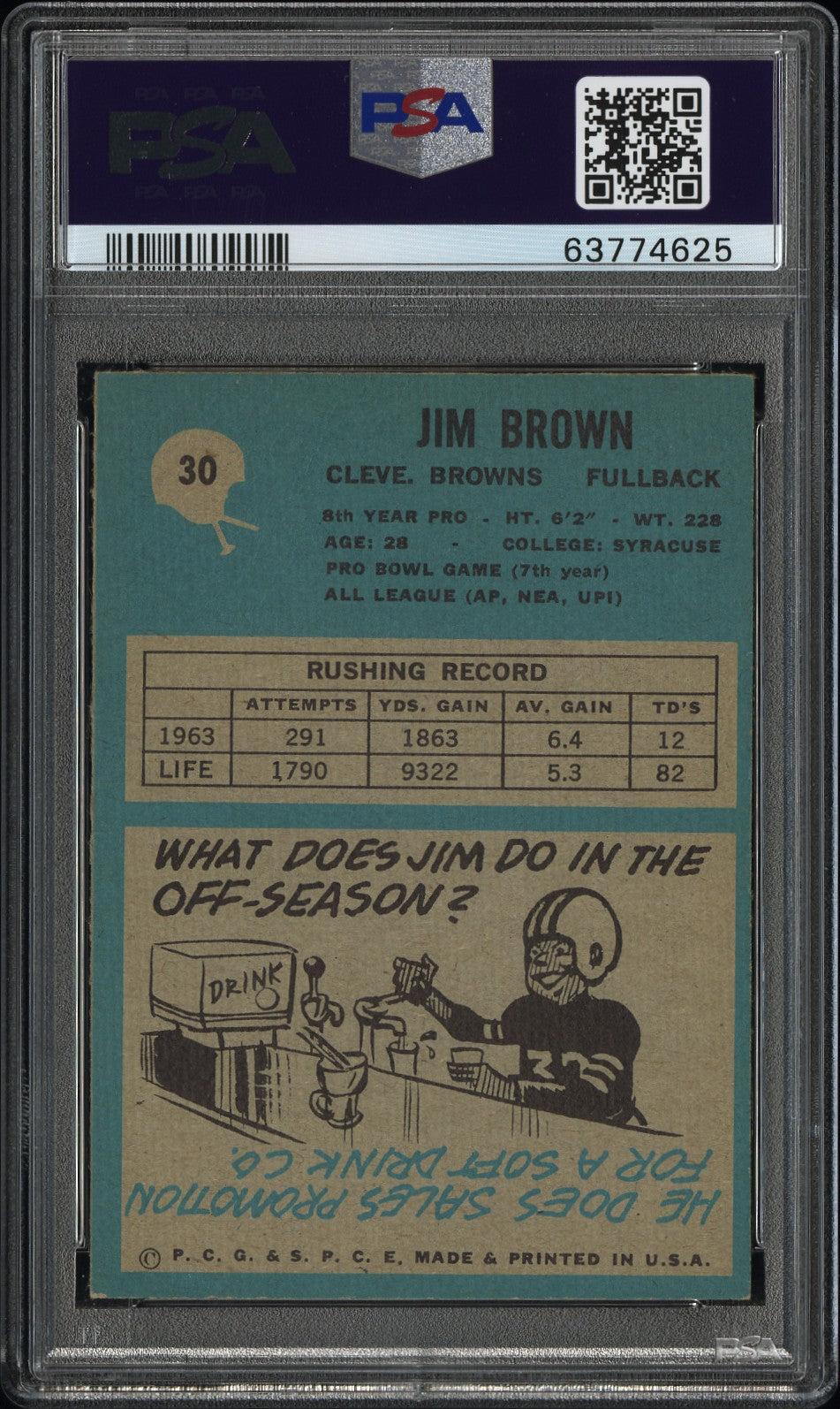 1964 Philadelphia Jim Brown #30 PSA 6