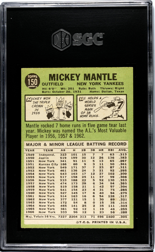 1967 Topps Mickey Mantle #150 SGC 4
