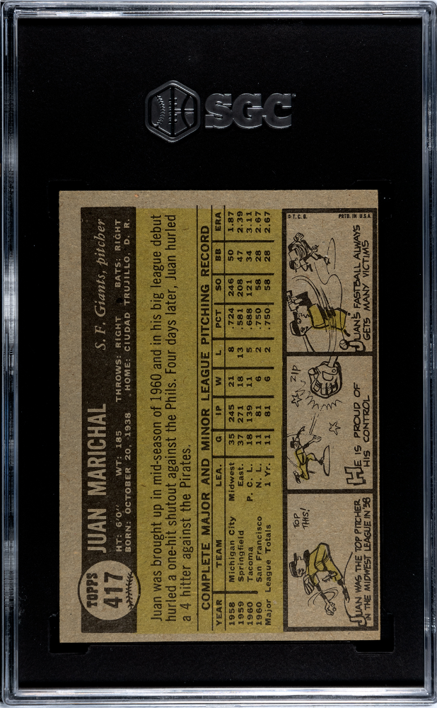 1961 Topps Juan Marichal #417 SGC 5