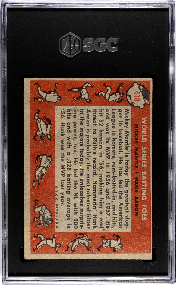 1958 Topps W. S. Batting Foes #418 SGC 4