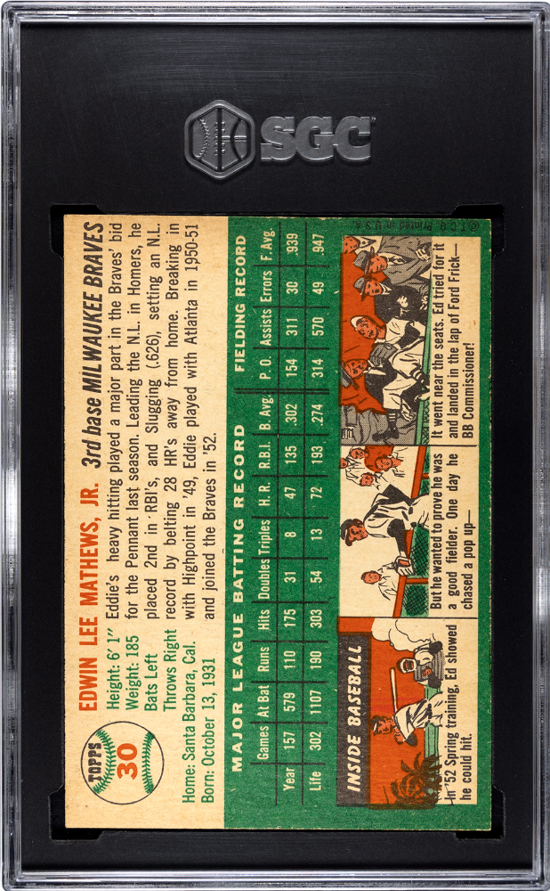 1954 Topps Ed Mathews #30 SGC 4.5