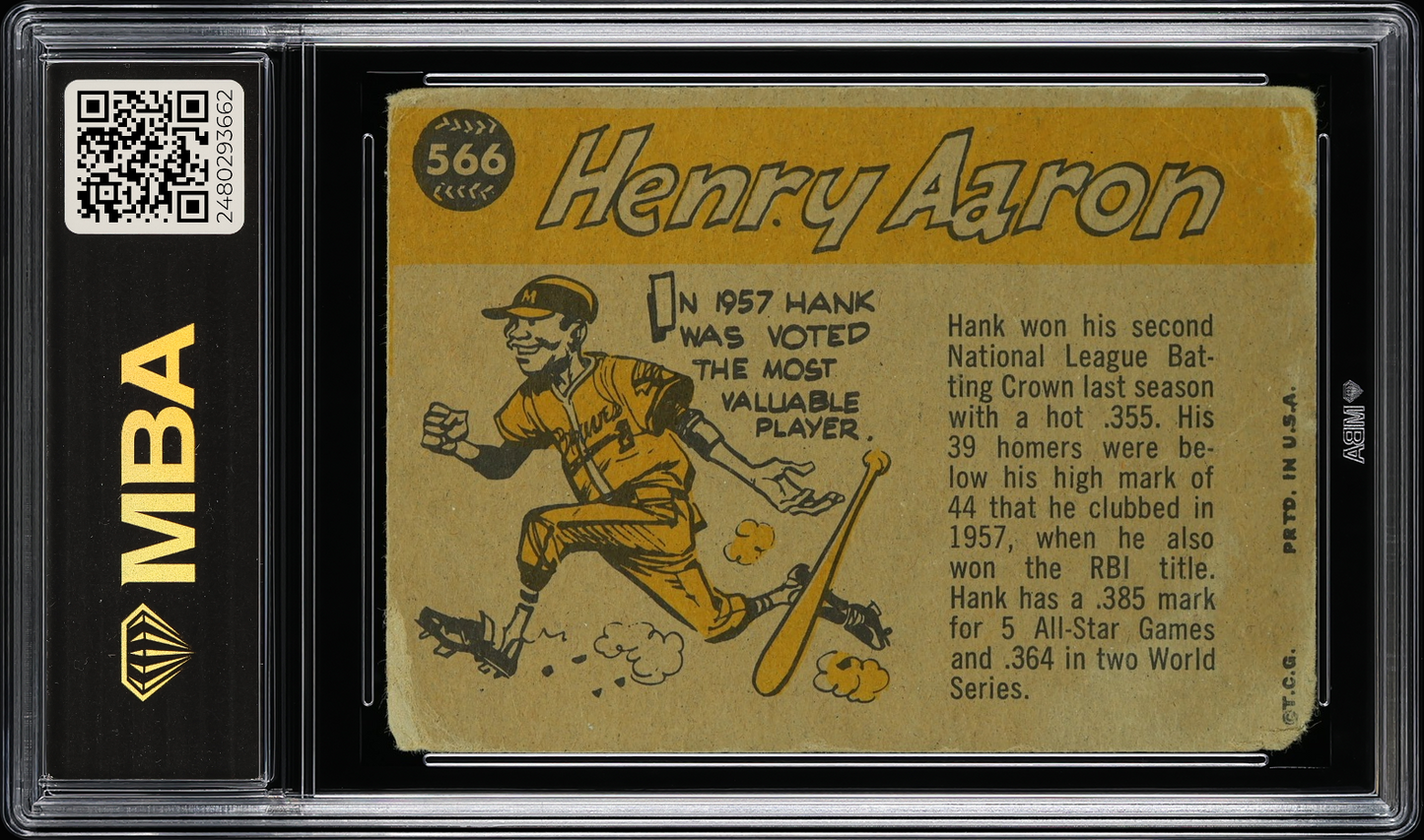 1960 Topps Hank Aaron #566 All-Star MBA 1