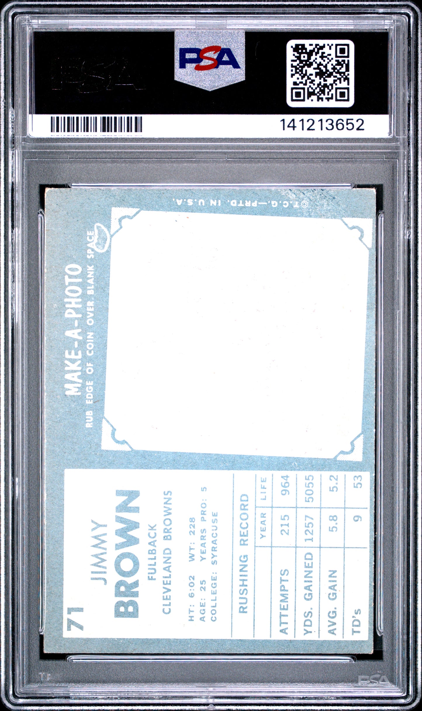 1961 Topps Jim Brown #71 PSA 4