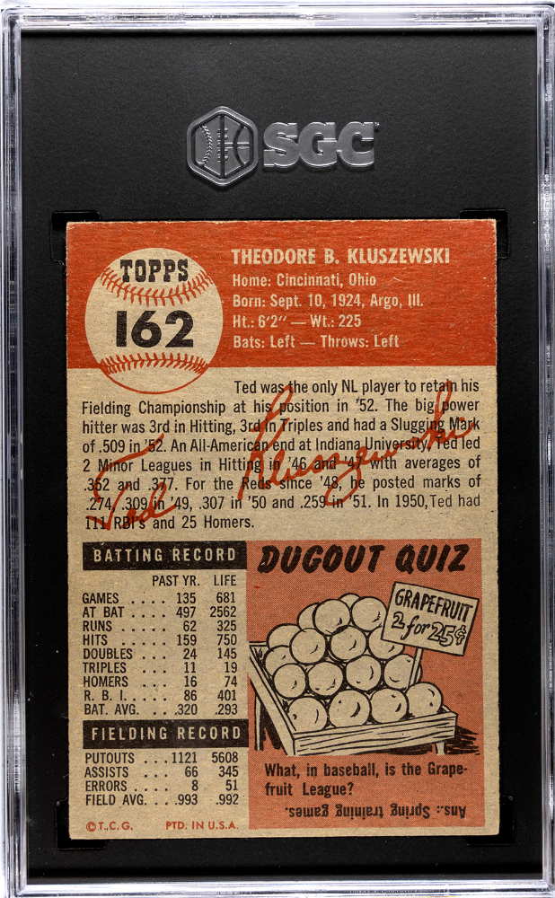 1953 Topps Ted Kluszewski #162 SGC 5.5