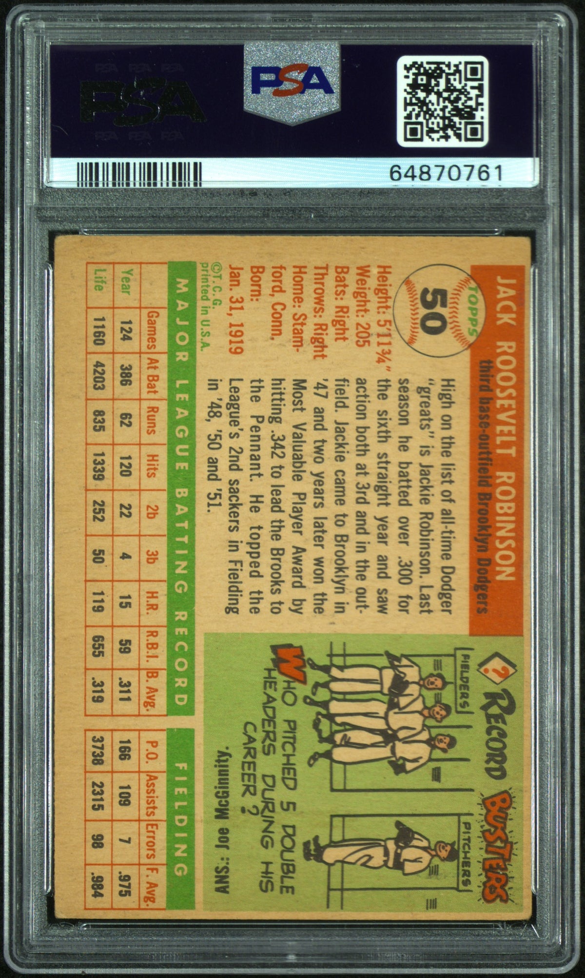 1955 Topps Jackie Robinson #50 PSA 3
