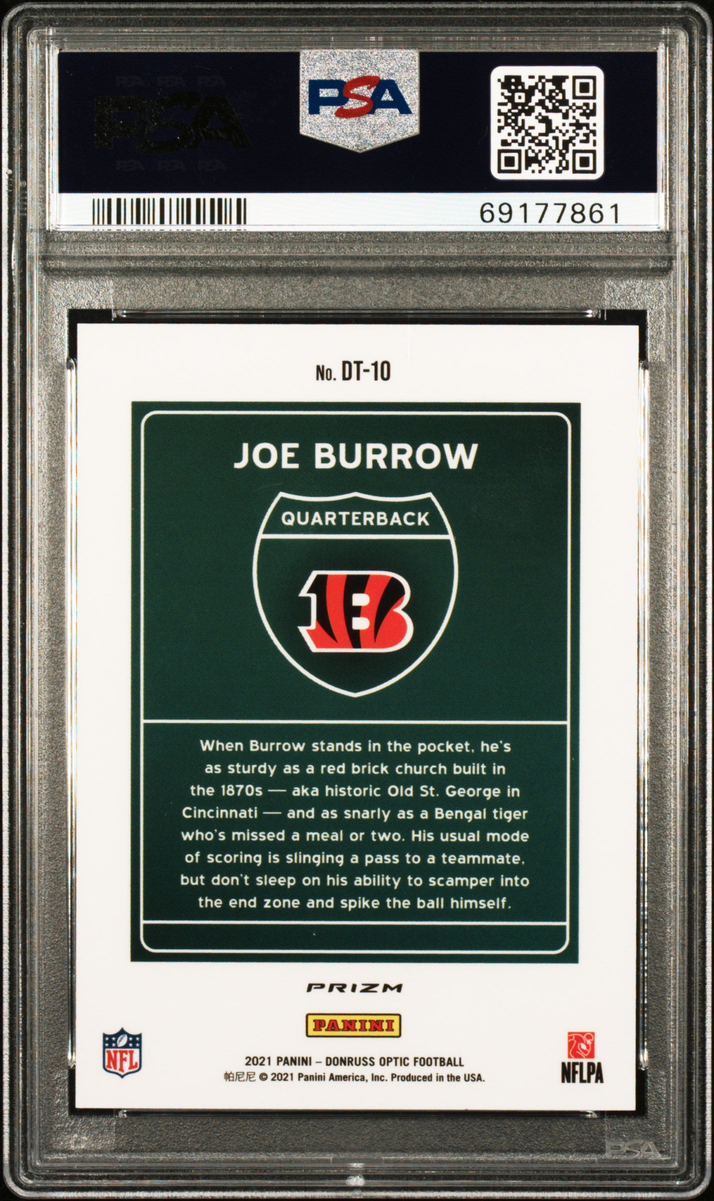 2021 Panini Donruss Optic Downtown Joe Burrow #DT10 PSA 10