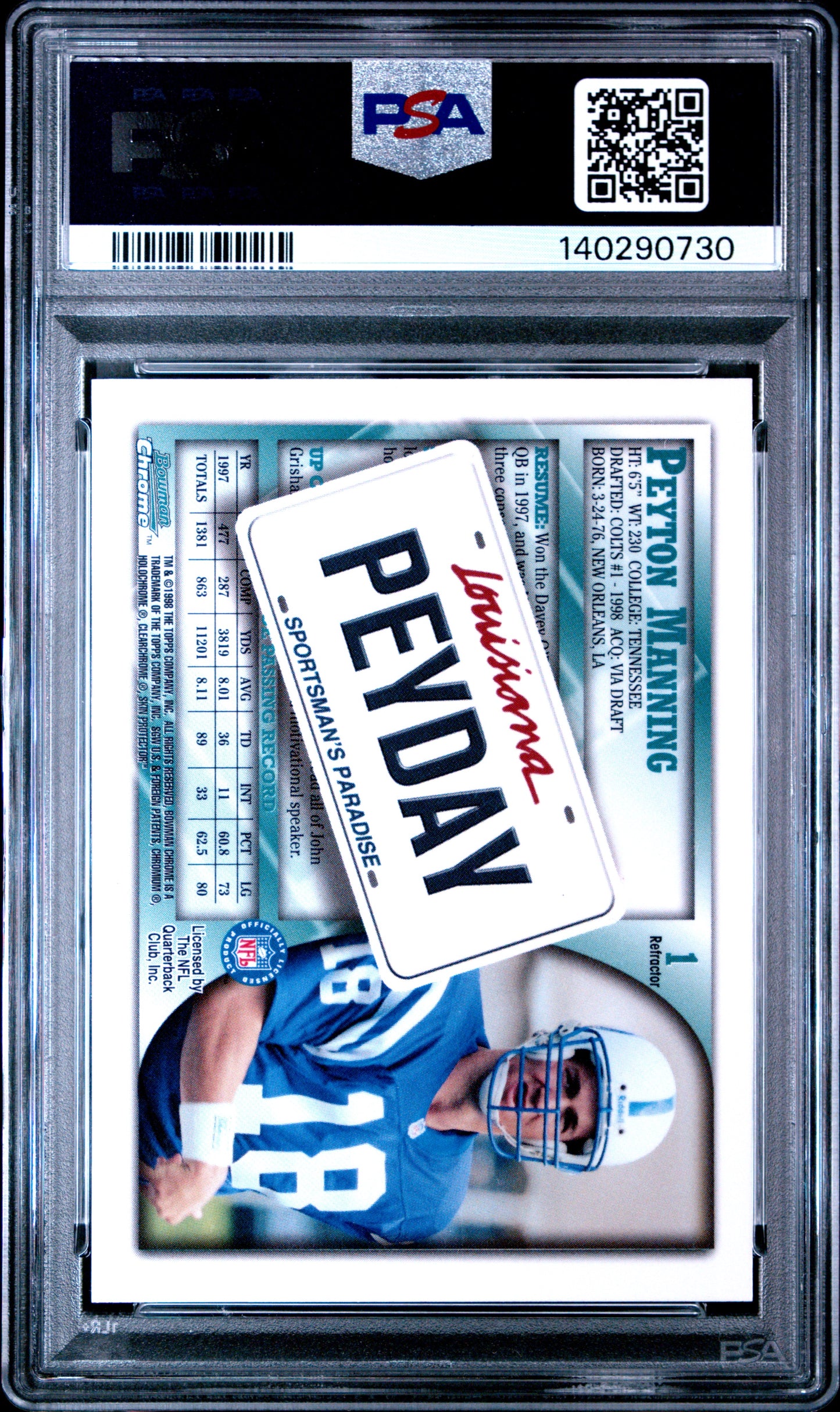 1998 Bowman Chrome Peyton Manning #1 Interstate Refractor PSA 9