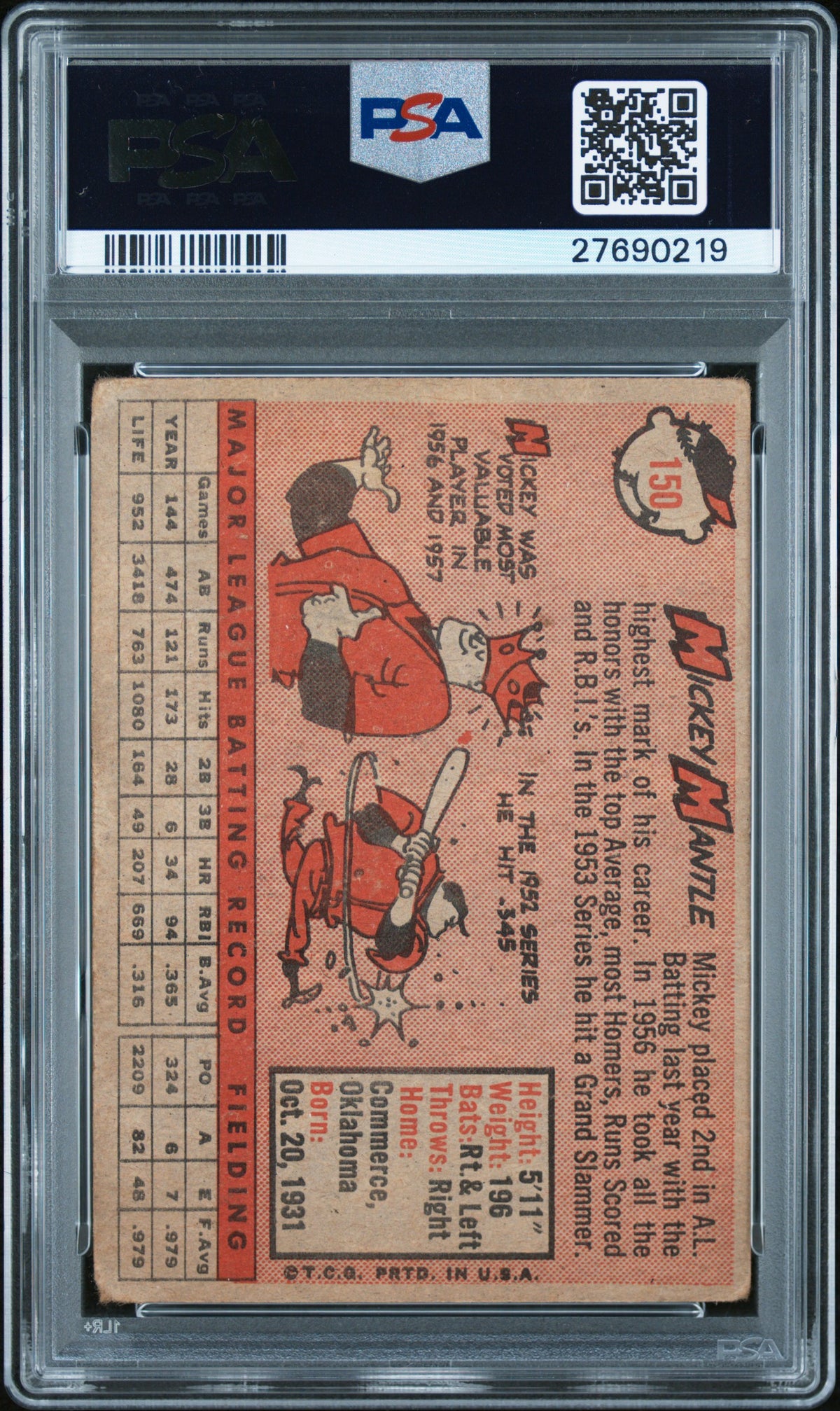 1958 Topps Mickey Mantle #150 PSA 3