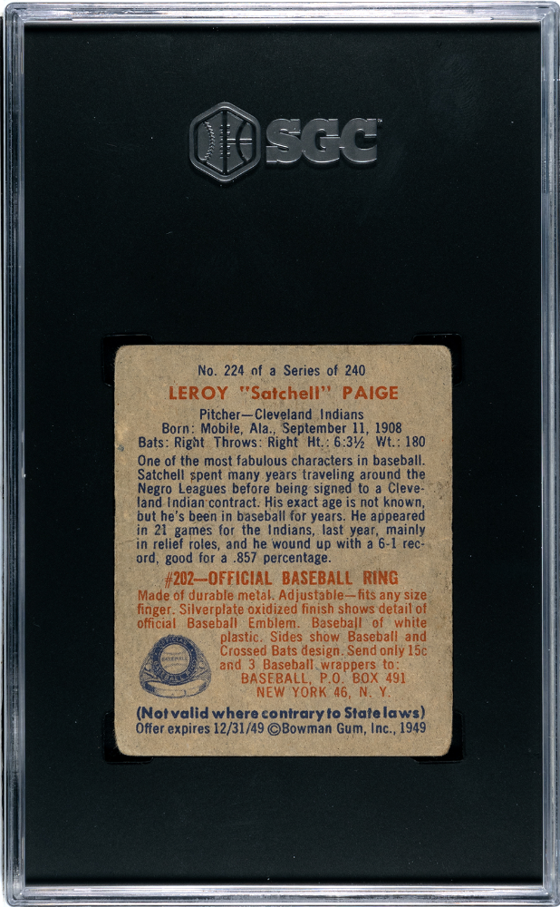 1949 Bowman Satchell Paige #224 SGC 1