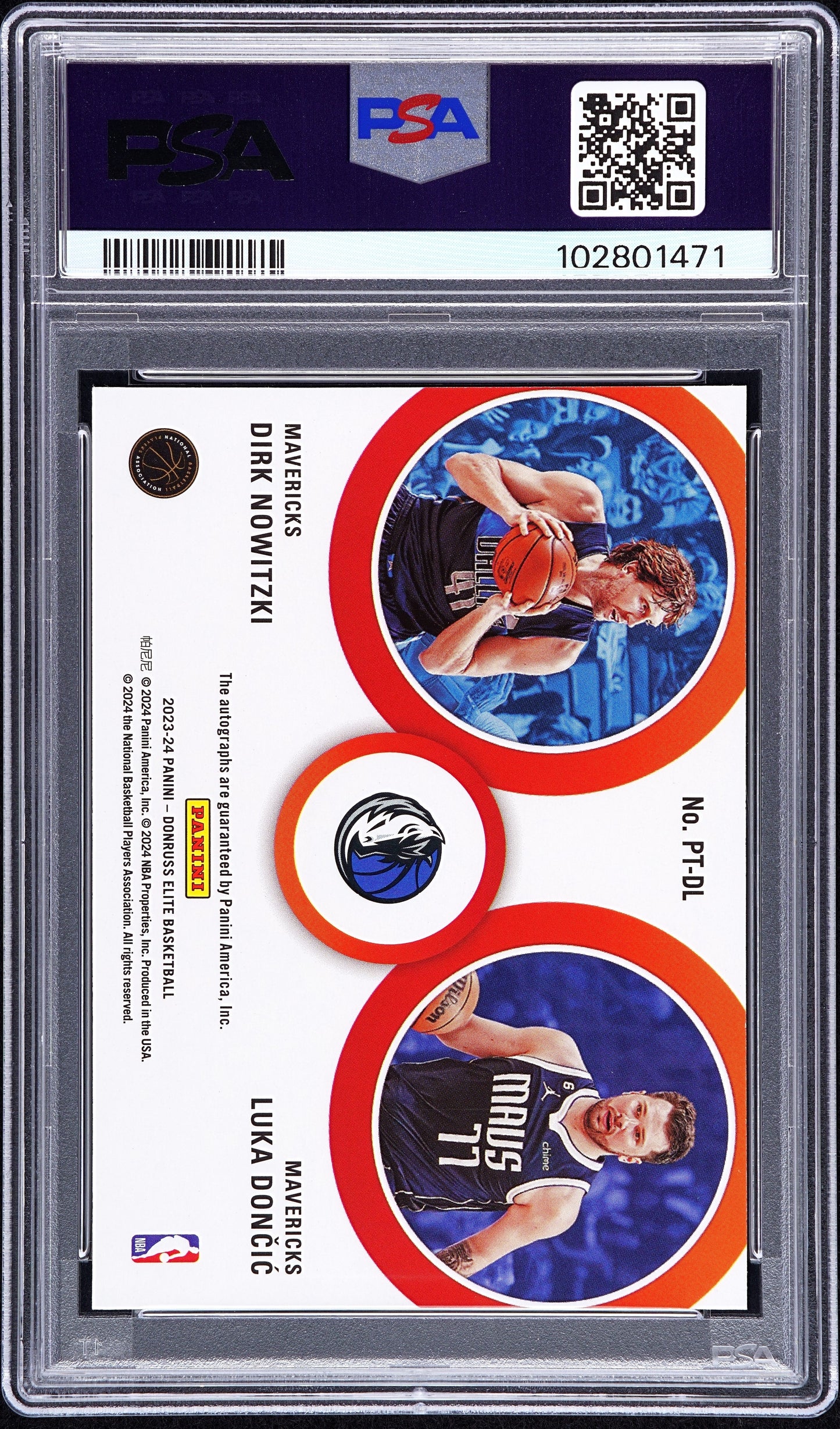 2023 Panini Donruss Elite PTT Signatures Nowitzki Doncic #PTDL PSA 10 Auto 10