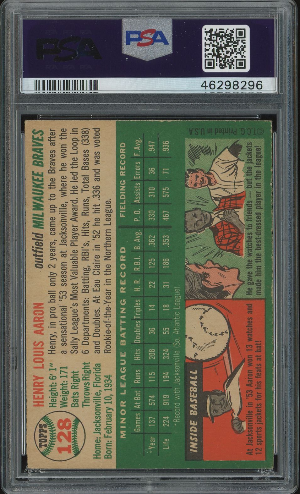 1954 Topps Henry Aaron #128 PSA 6.5