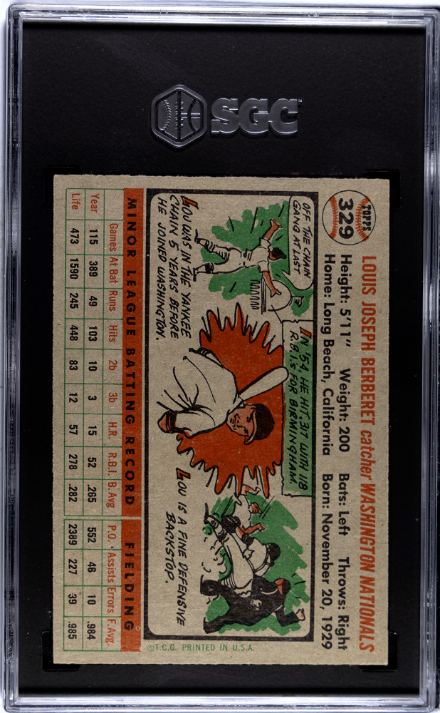 1956 Topps Lou Berberet #329 SGC 7.5