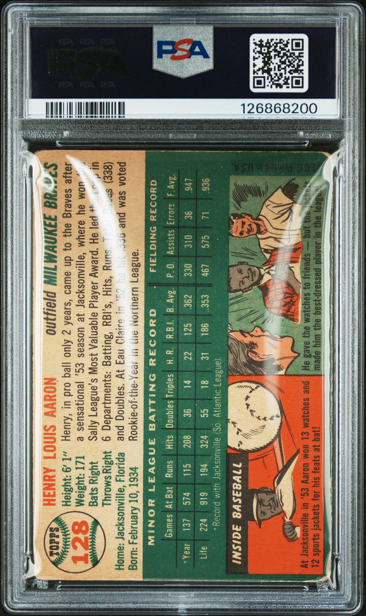 1954 Topps Henry Aaron #128 PSA 1.5