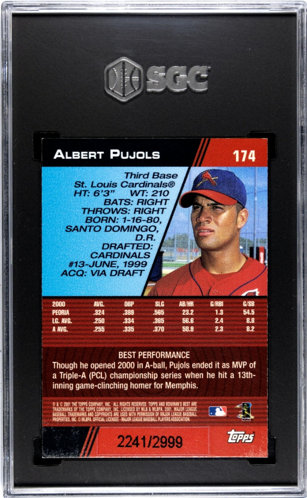 2001 Bowman's Best Albert Pujols #174 2999 SGC 9.5