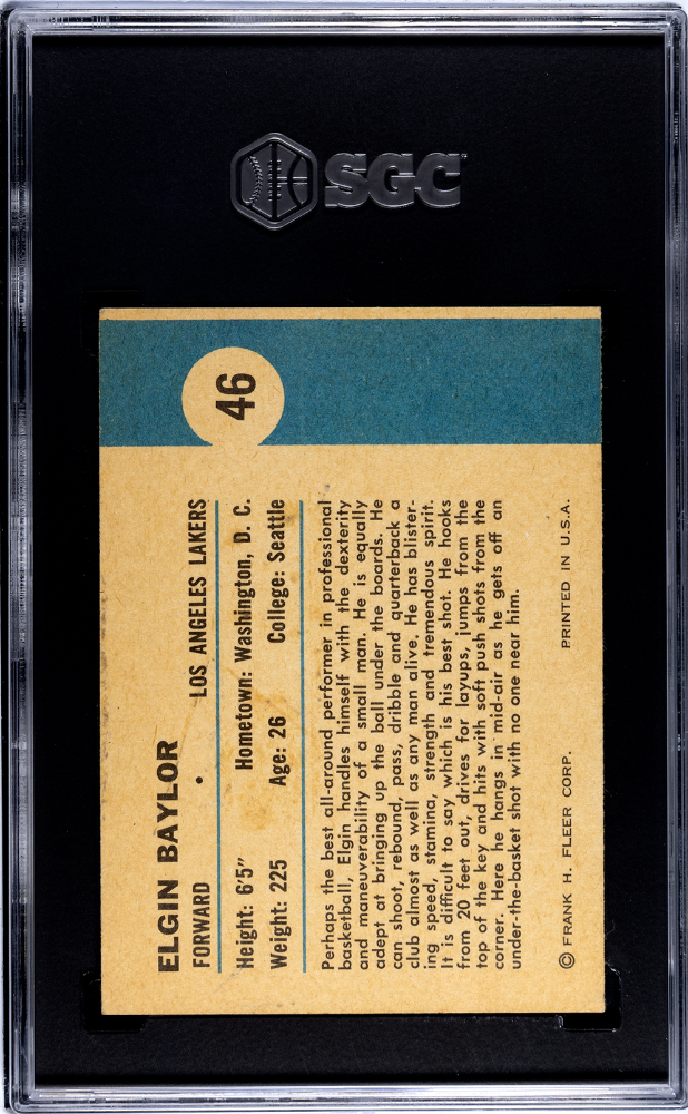 1961 Fleer Elgin Baylor #46 Sinks A Basket SGC 4.5