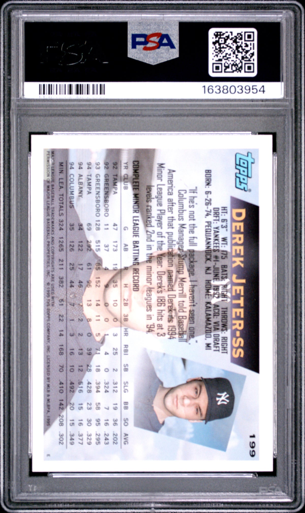 1995 Topps Derek Jeter #199 PSA 10