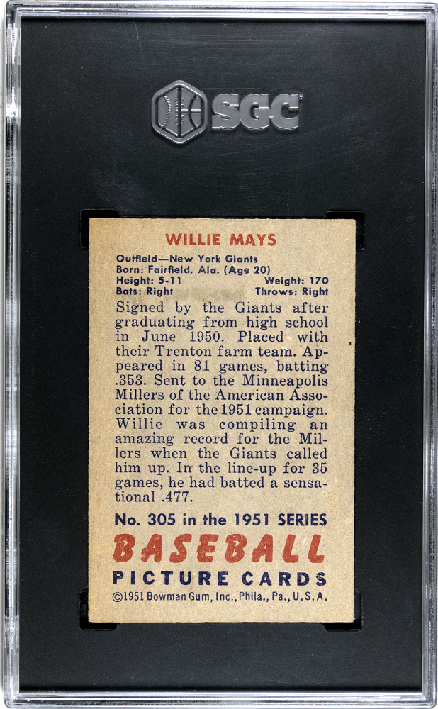 1951 Bowman Willie Mays #305 SGC 4