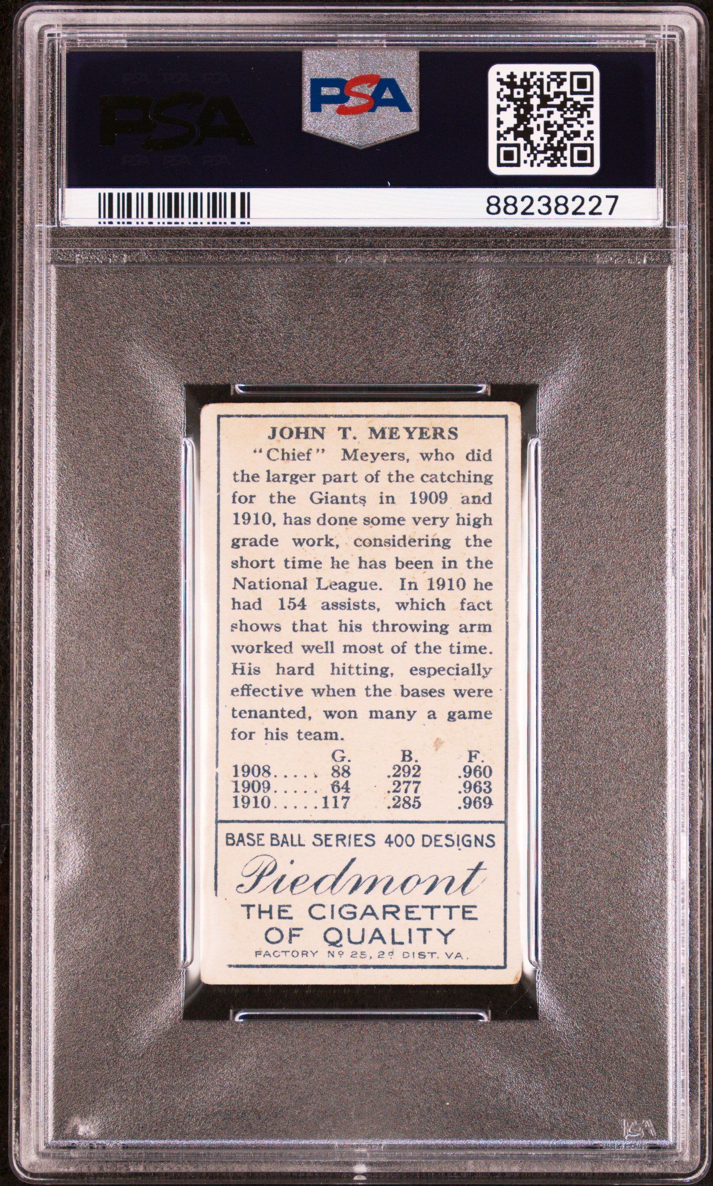 1911 T205 Gold Border J. T. Meyers PSA 2