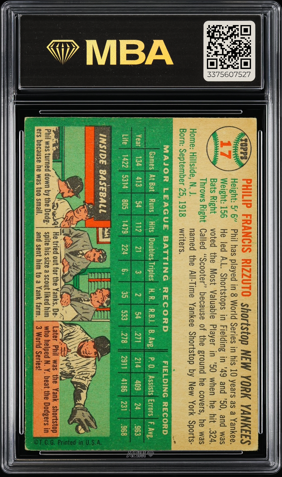 1954 Topps Phil Rizzuto #17 MBA 4