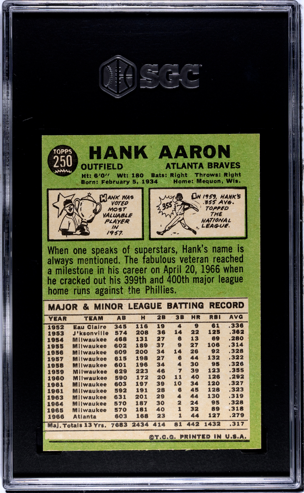 1967 Topps Hank Aaron #250 SGC 8.5