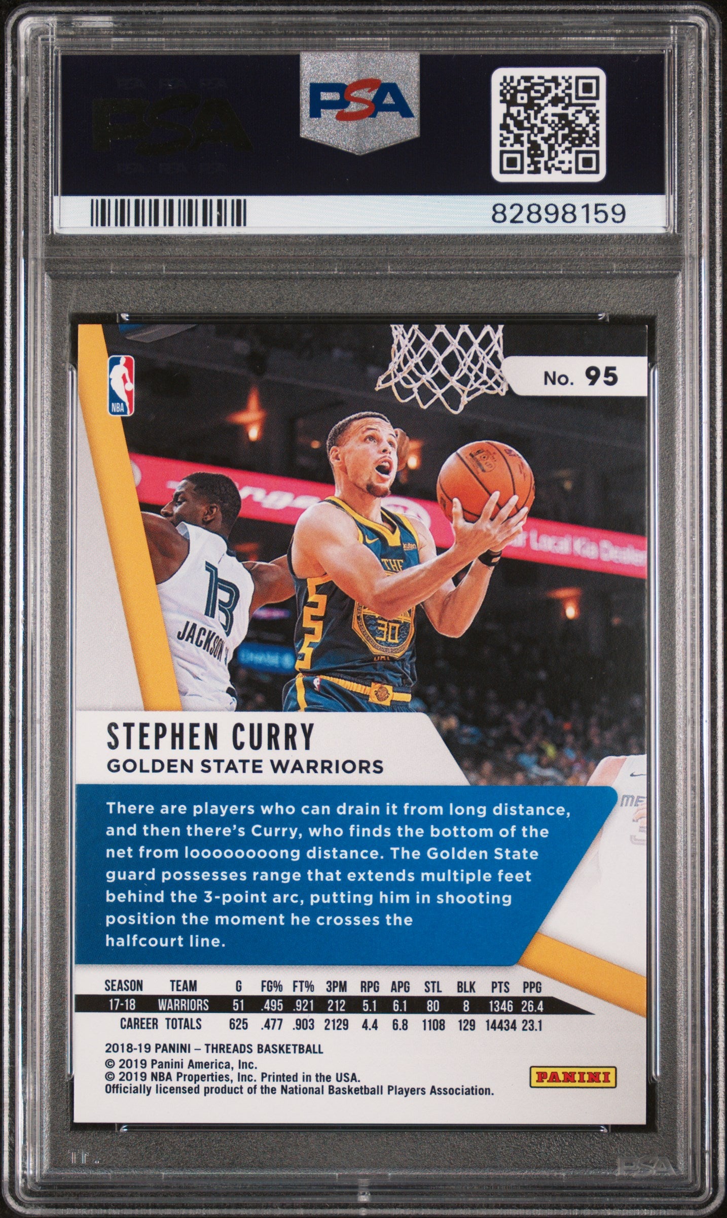 2018 Panini Threads Stephen Curry #95 Premium Gold PSA 9