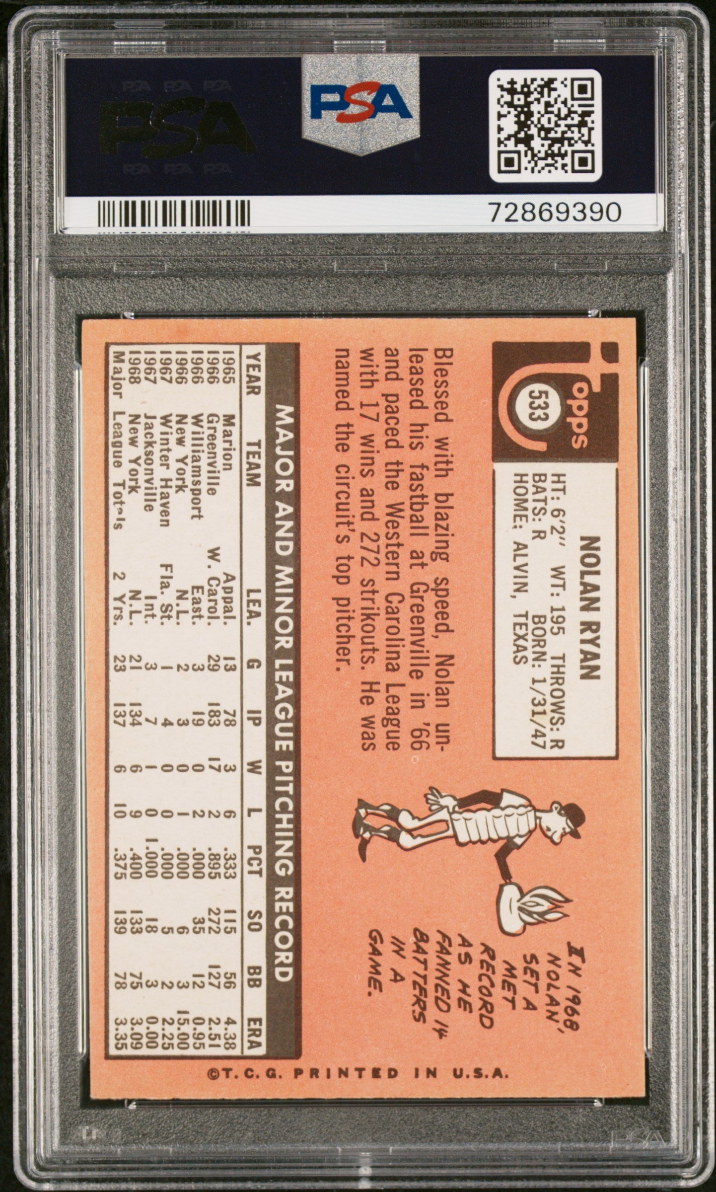 1969 Topps Nolan Ryan #533 PSA 6