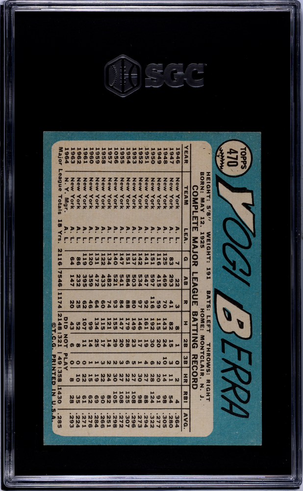 1965 Topps Yogi Berra #470 SGC 7