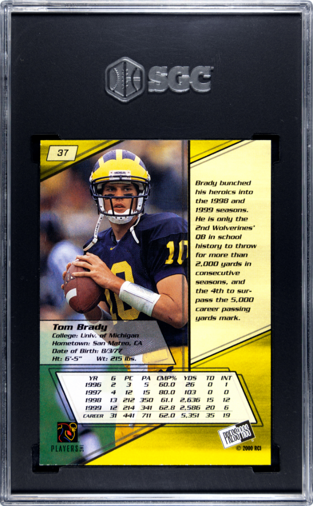 2000 Press Pass Tom Brady #37 SGC 8.5