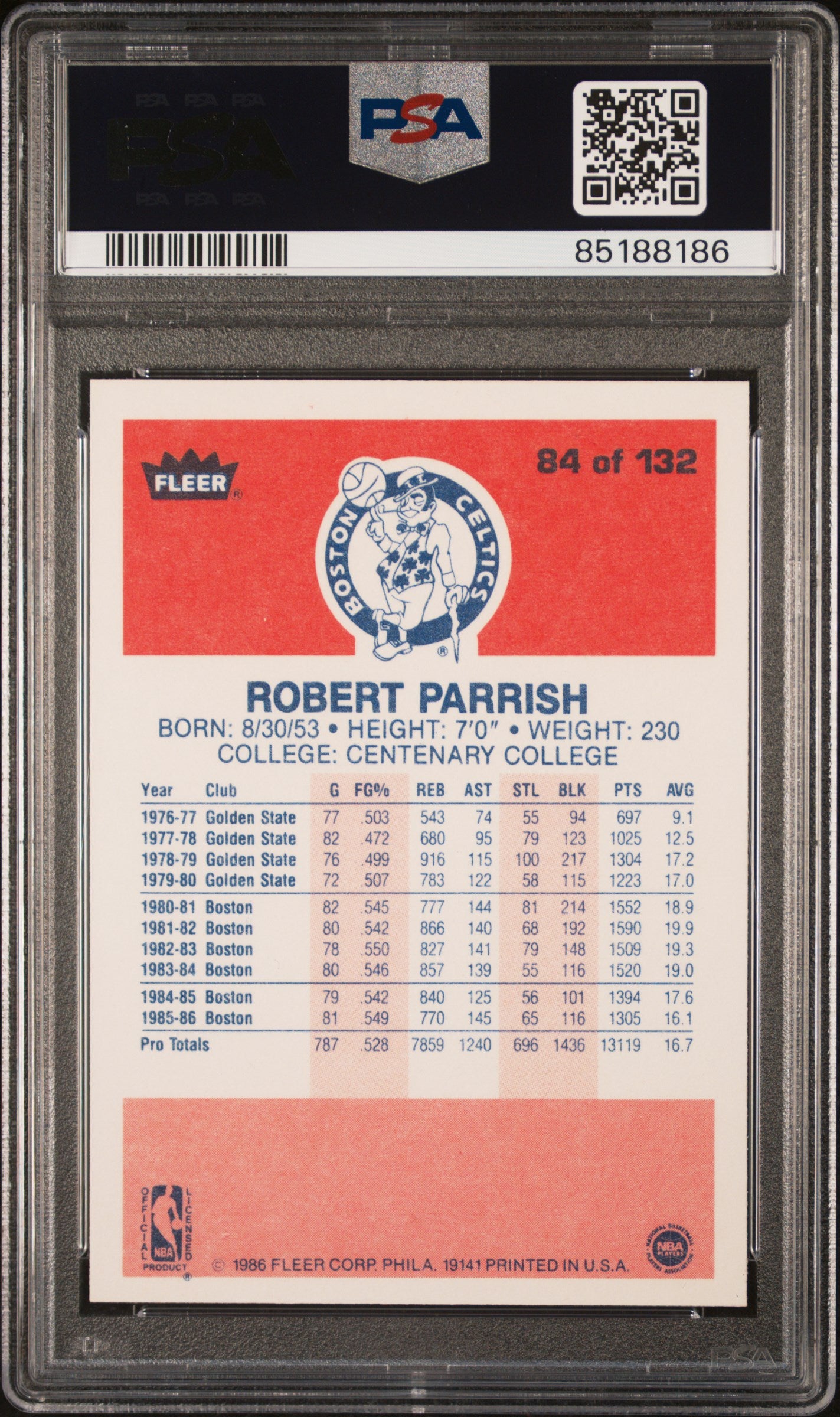 1986 Fleer Robert Parrish #84 PSA 9