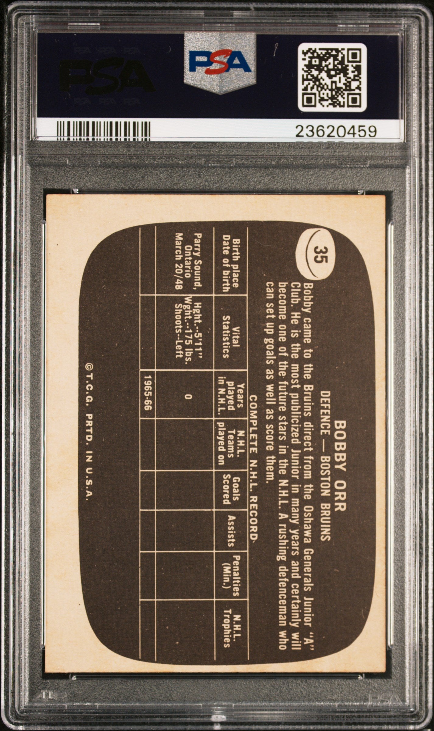 1966 Topps Usa Test Bobby Orr #35 PSA 5