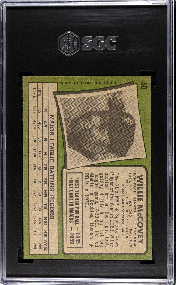 1971 Topps Willie Mccovey #50 SGC 6