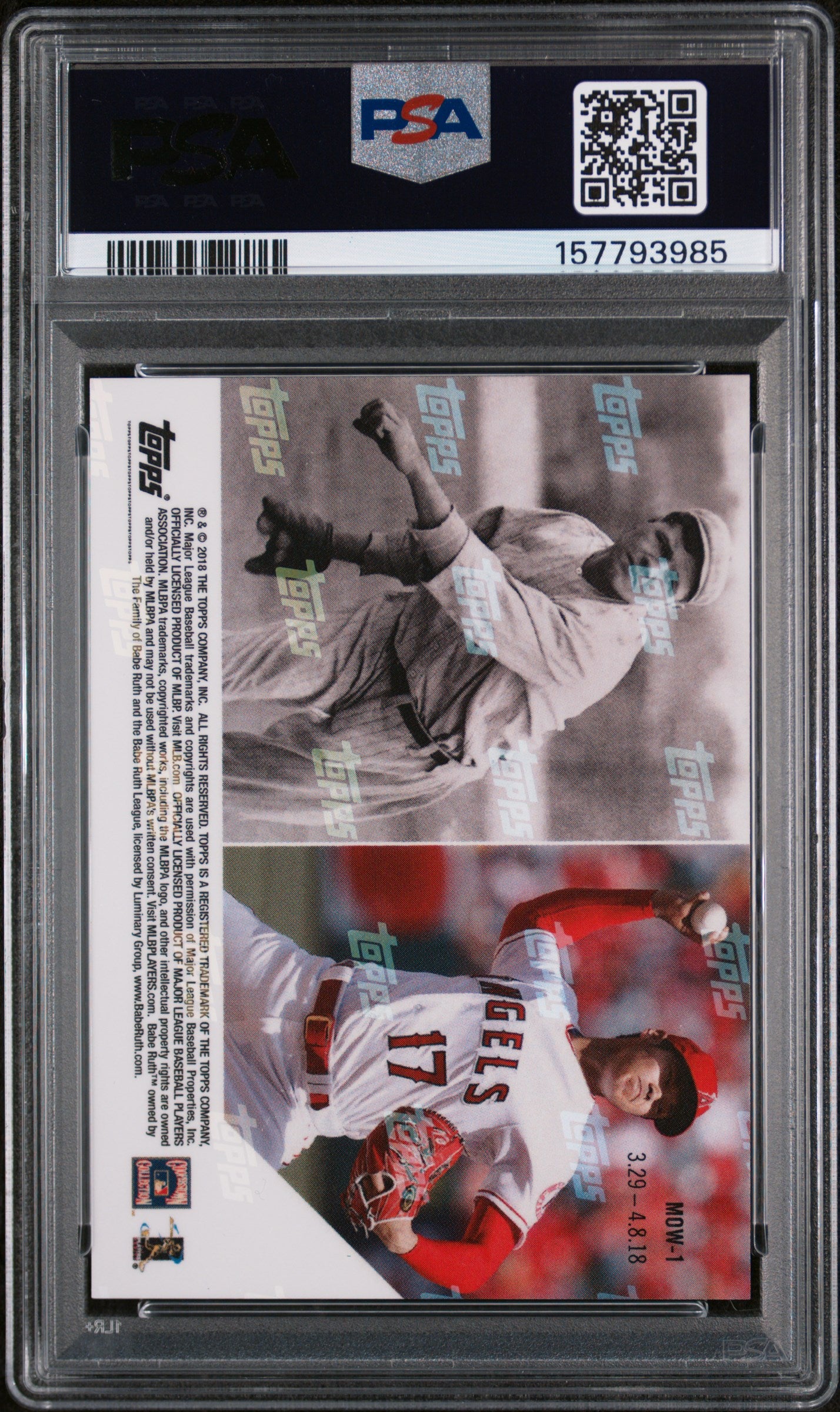 2018 Topps Now Moment Of The Week S. Ohtani B. Ruth #MOW1 PSA 10