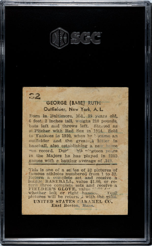 1932 U.S. Caramel Babe Ruth #32 SGC 1