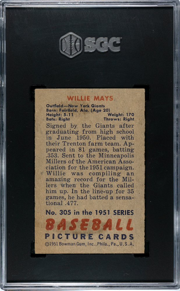 1951 Bowman Willie Mays #305 SGC 3