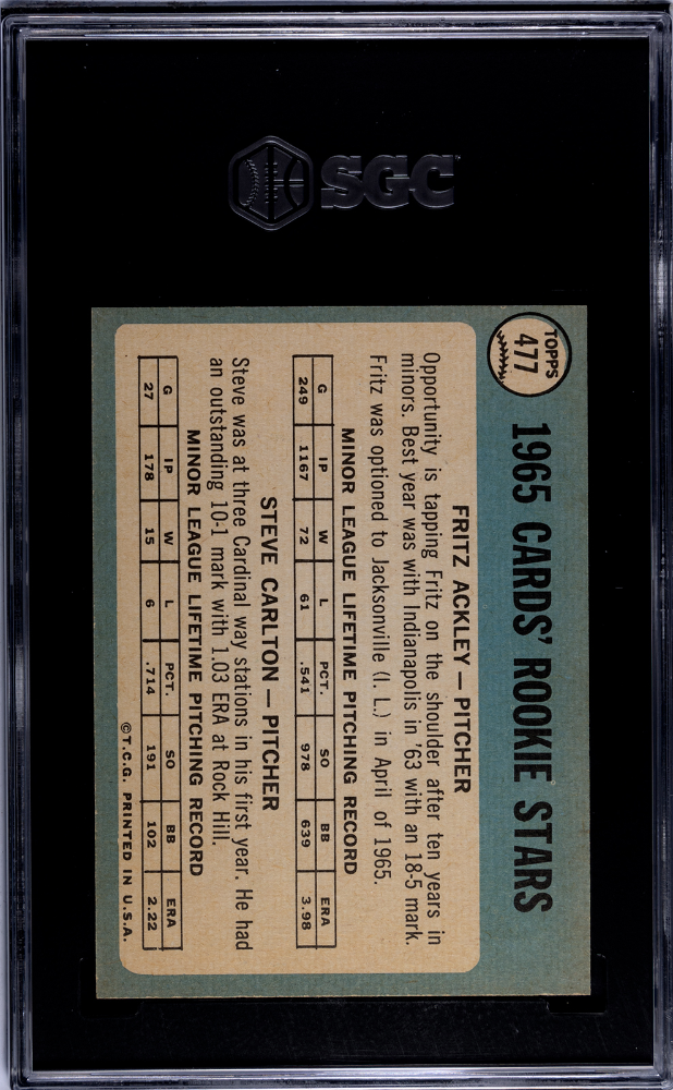 1965 Topps Steve Carlton #477 SGC 8