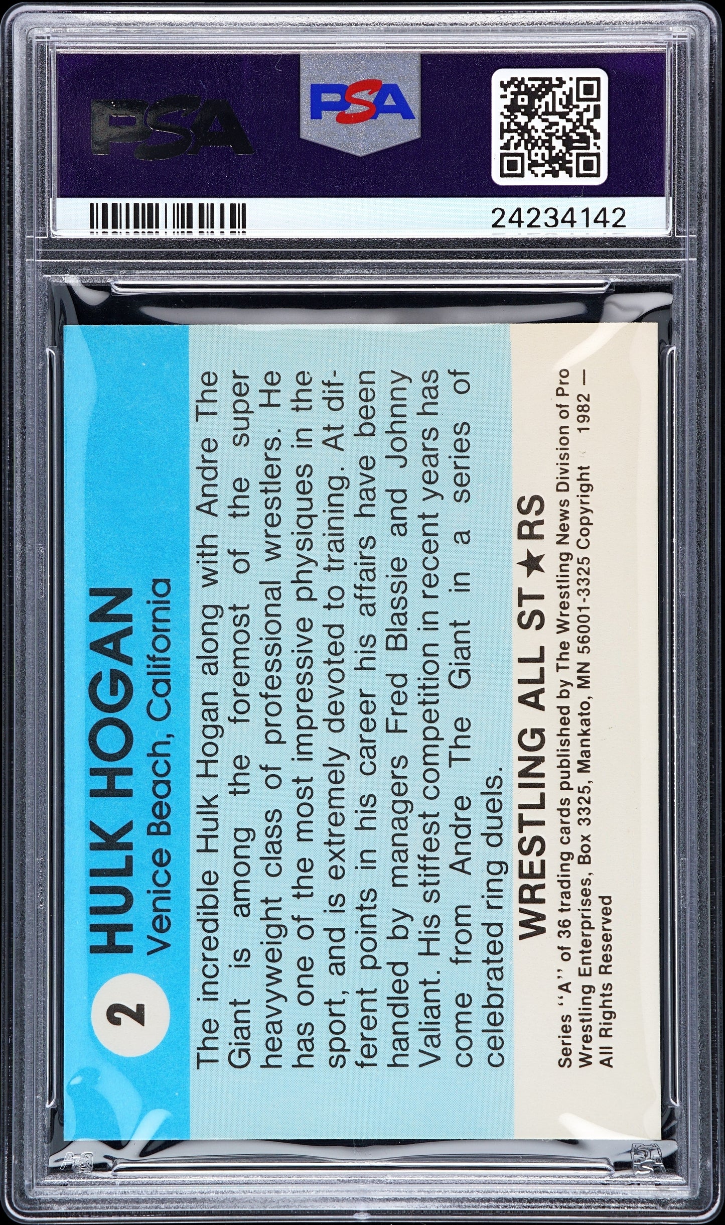 1982 Wrestling All-Stars Series A Hulk Hogan #2 PSA 9
