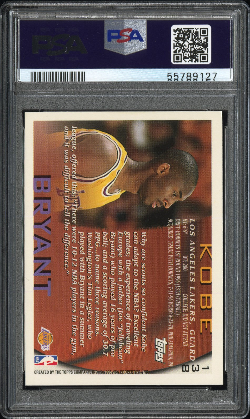1996 Topps Kobe Bryant #138 PSA 9