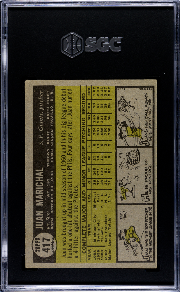 1961 Topps Juan Marichal #417 SGC 5