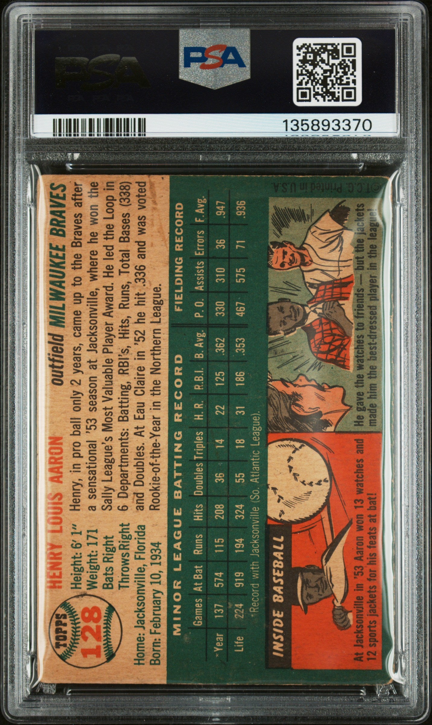 1954 Topps Henry Aaron #128 PSA 1.5