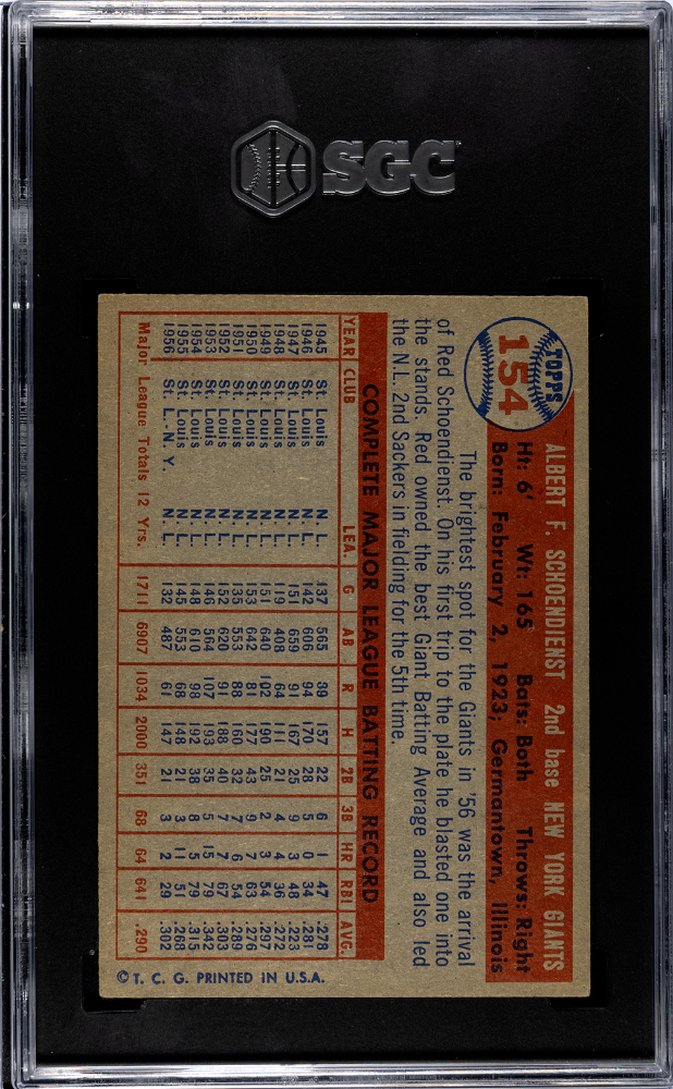 1957 Topps Red Schoendienst #154 SGC 6